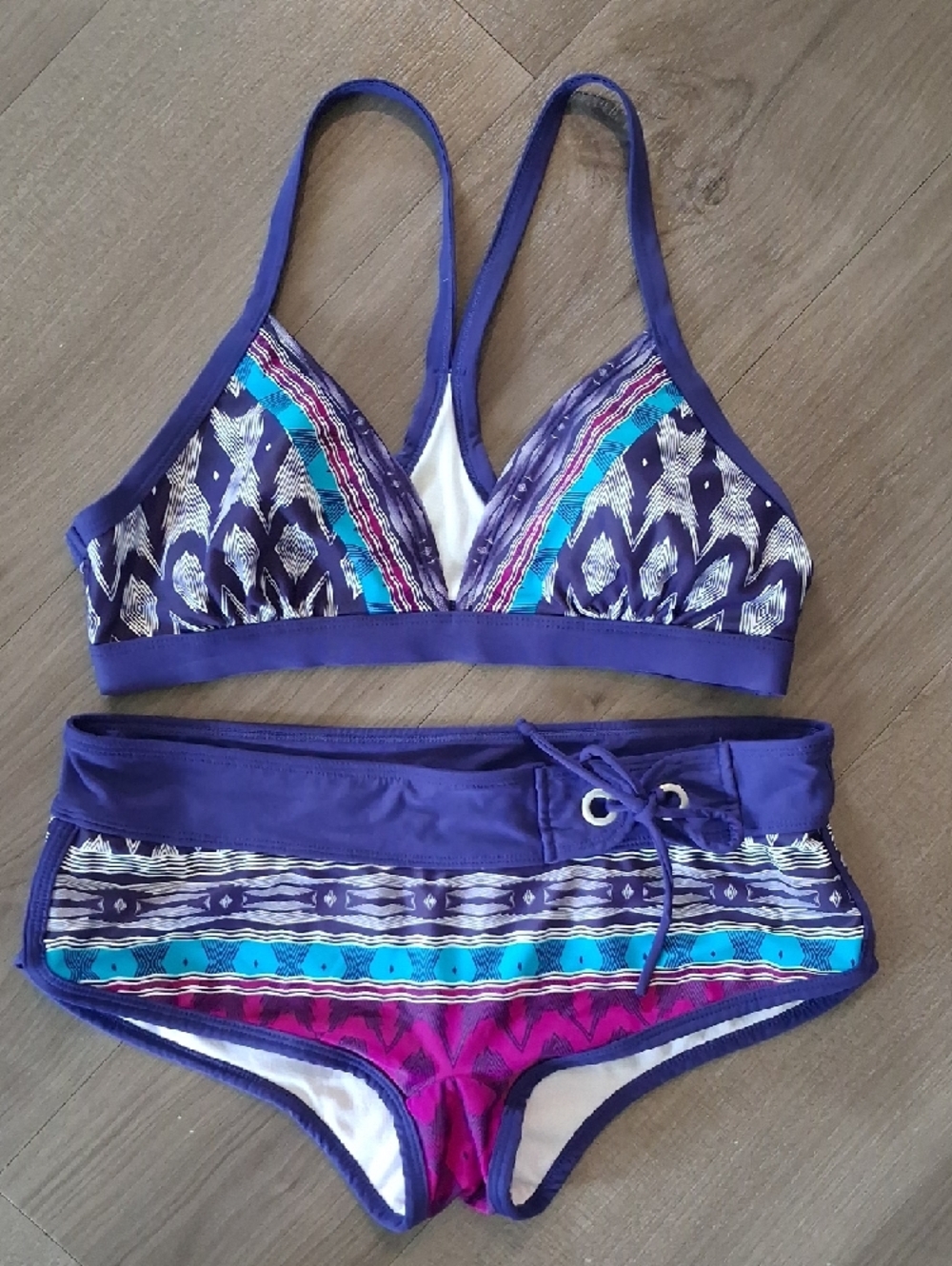 Athleta Belize Blue Geo Print Two-Piece Swim Set ** Size Medium